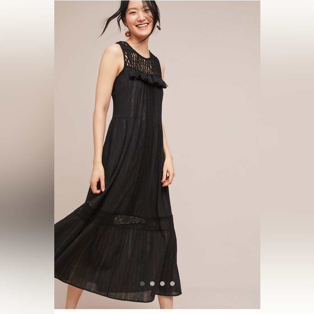 Anthropologie Black Sleeveless Maxi Dress